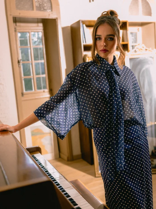 FIVE PM Bloom Polka Dot Shirt