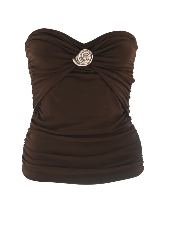 FIVE PM Coral Brown Strapless Top